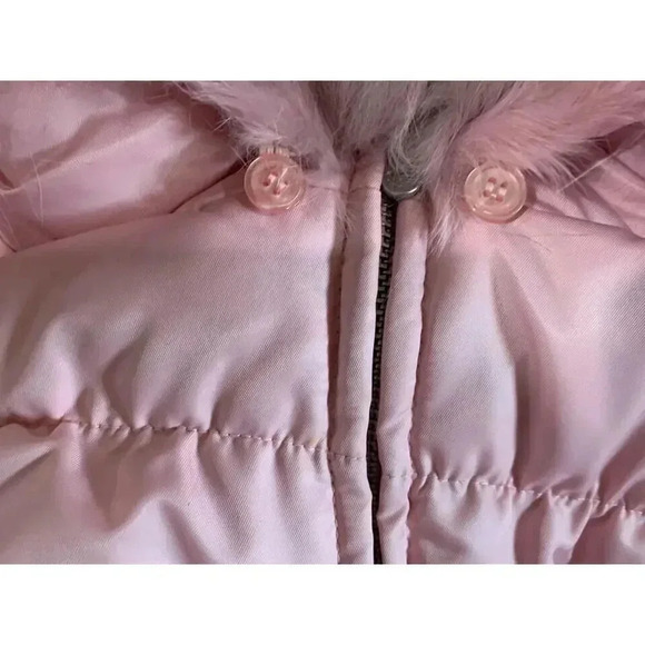 1 Madison Pink‎ puffer jacket zipper pockets/phone pocket/fox fur-Medium - Picture 9 of 10